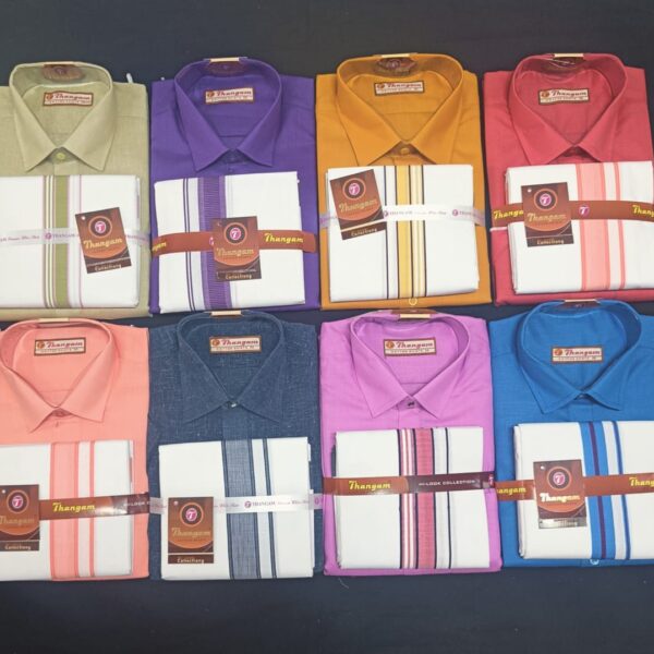 Men's Half Shirt With Single Fancy Dhoti - Size 38
