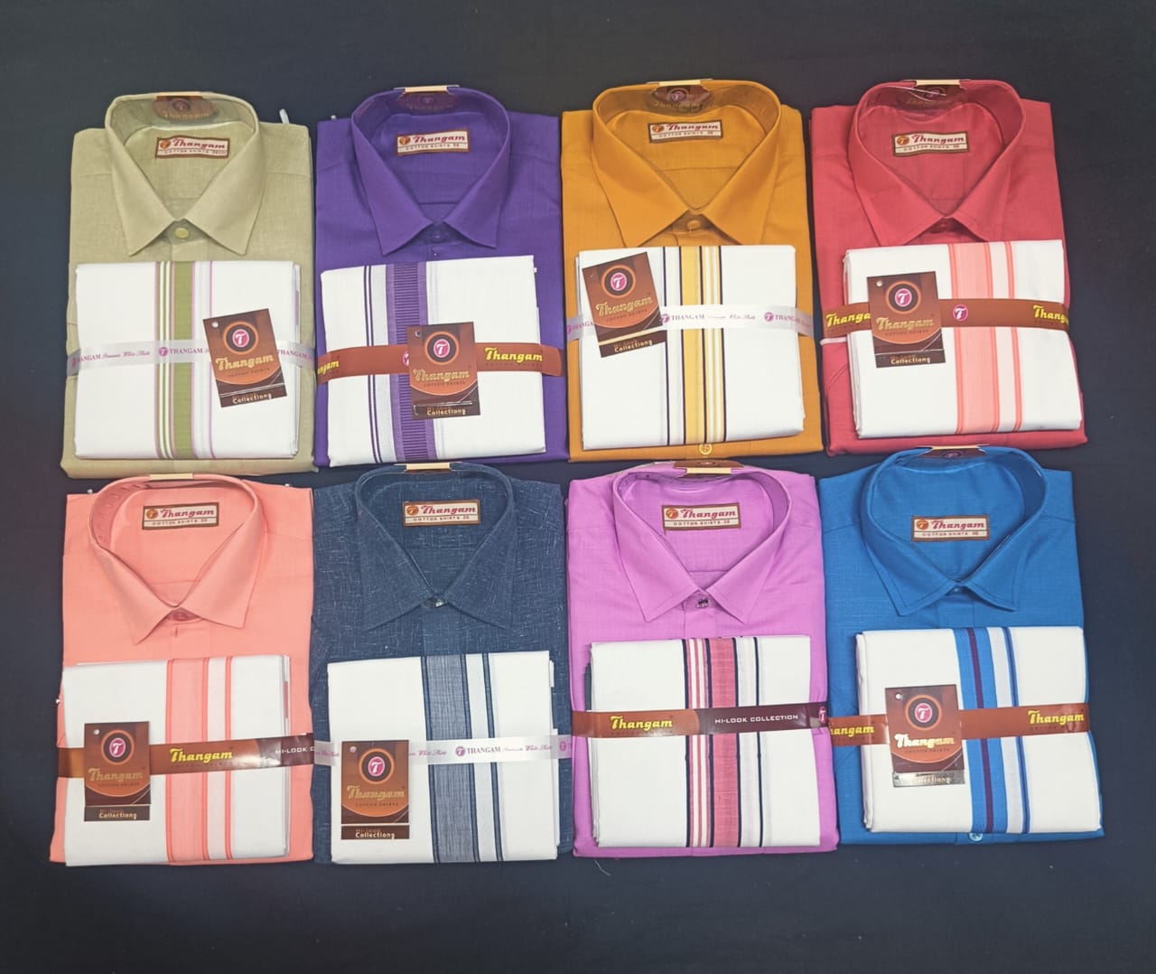 Men's Half Shirt With Single Fancy Dhoti - Size 38